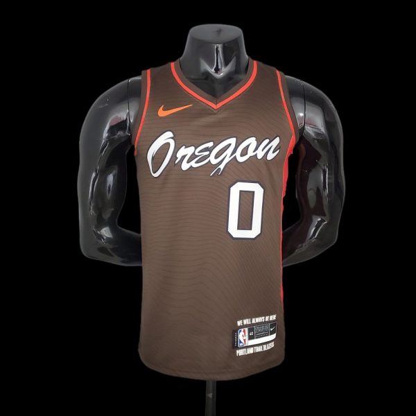 Maillot portland trail 0 lillard nba basket