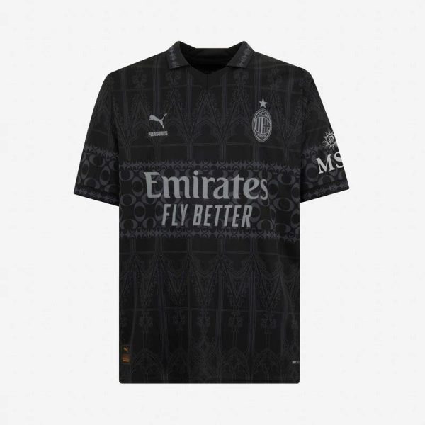 Ac milan x pleasures maillot foot noir 2024 2025 fourth