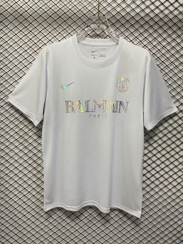 Paris maillot foot  balmain blanc 2024 2025